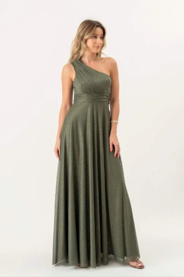 Vestido Mistério Longo em Lurex com Glitter.