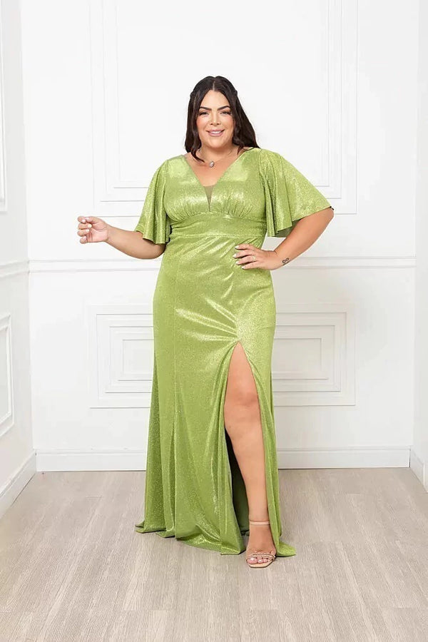 Vestido Padrão Floral Plus Size Feito em lurex