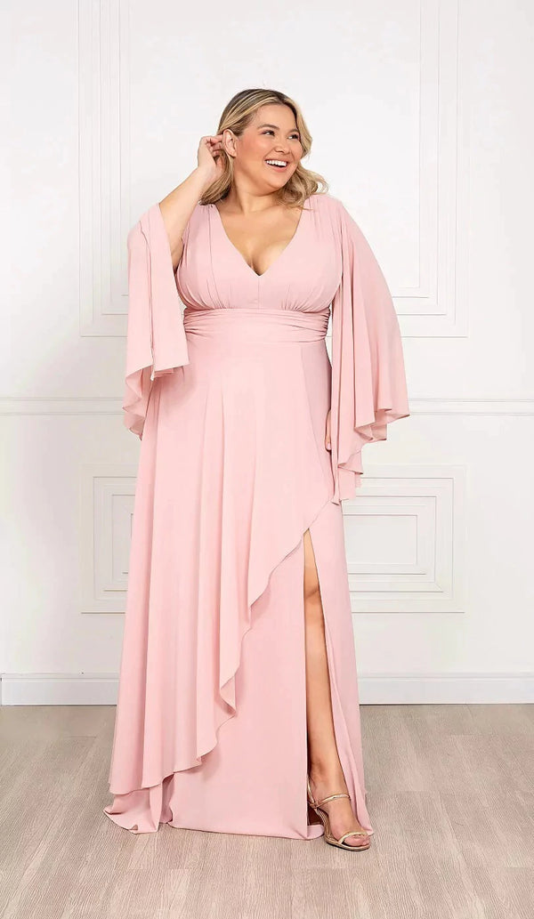 Vestido Paixão Plus Size feit com manga e saia fluida