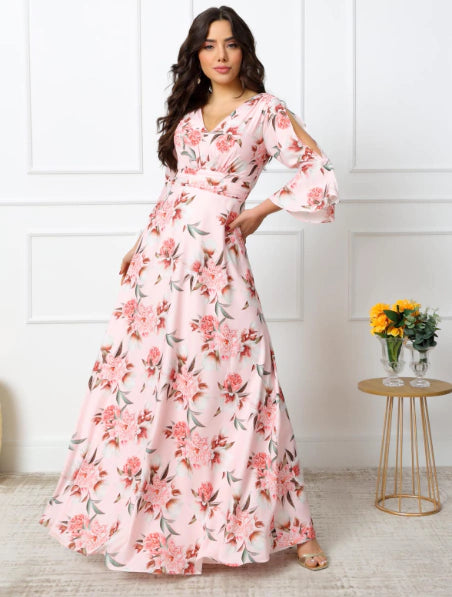 Vestido Magenta Longo estampado