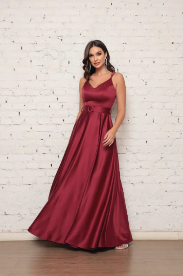 Vestido Movimento Longo de cetim prada