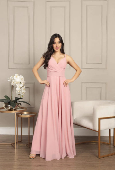 Vestido Mimosa Longo de chiffon.